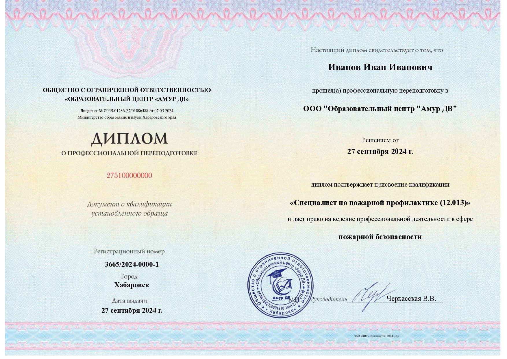 Выдаваемые документы