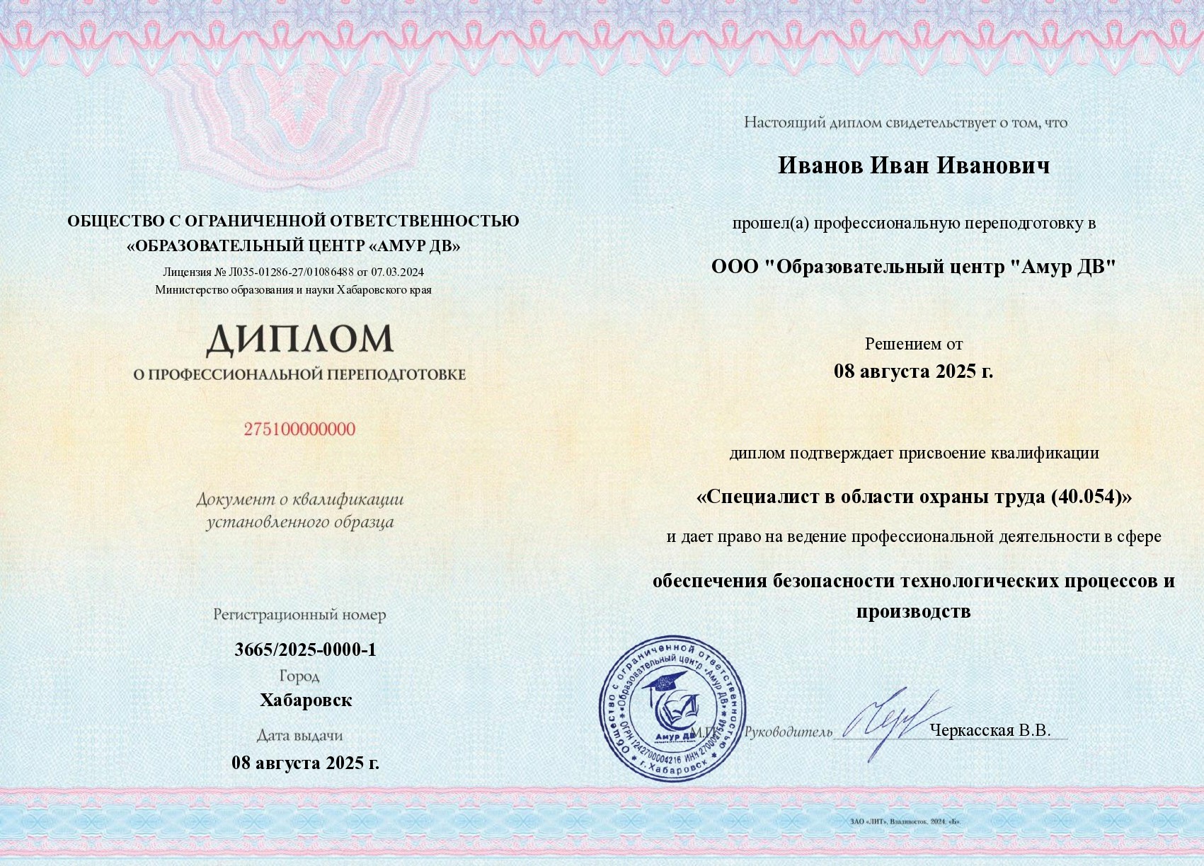 Выдаваемые документы